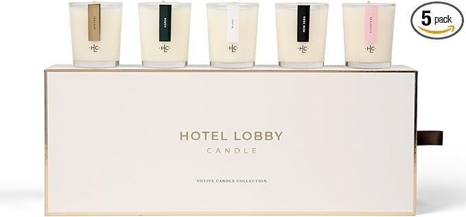 Hotel Lobby Votive Candle Set – 5×2.5oz 100% Soy Wax with Signature, New York, Miami, Aspen, a... | Amazon (US)