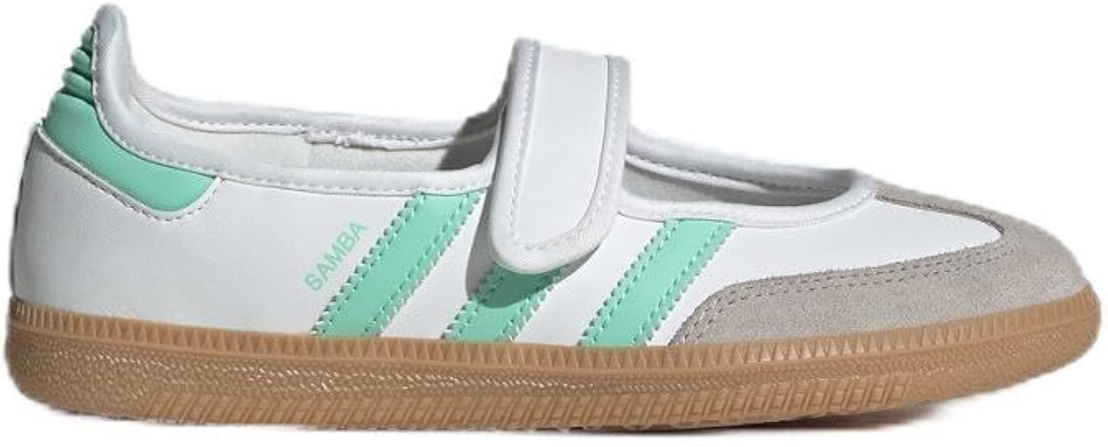 adidas Unisex Samba Jane J FTWR whiteEasy Green/Gum 3 5 US | Amazon (US)