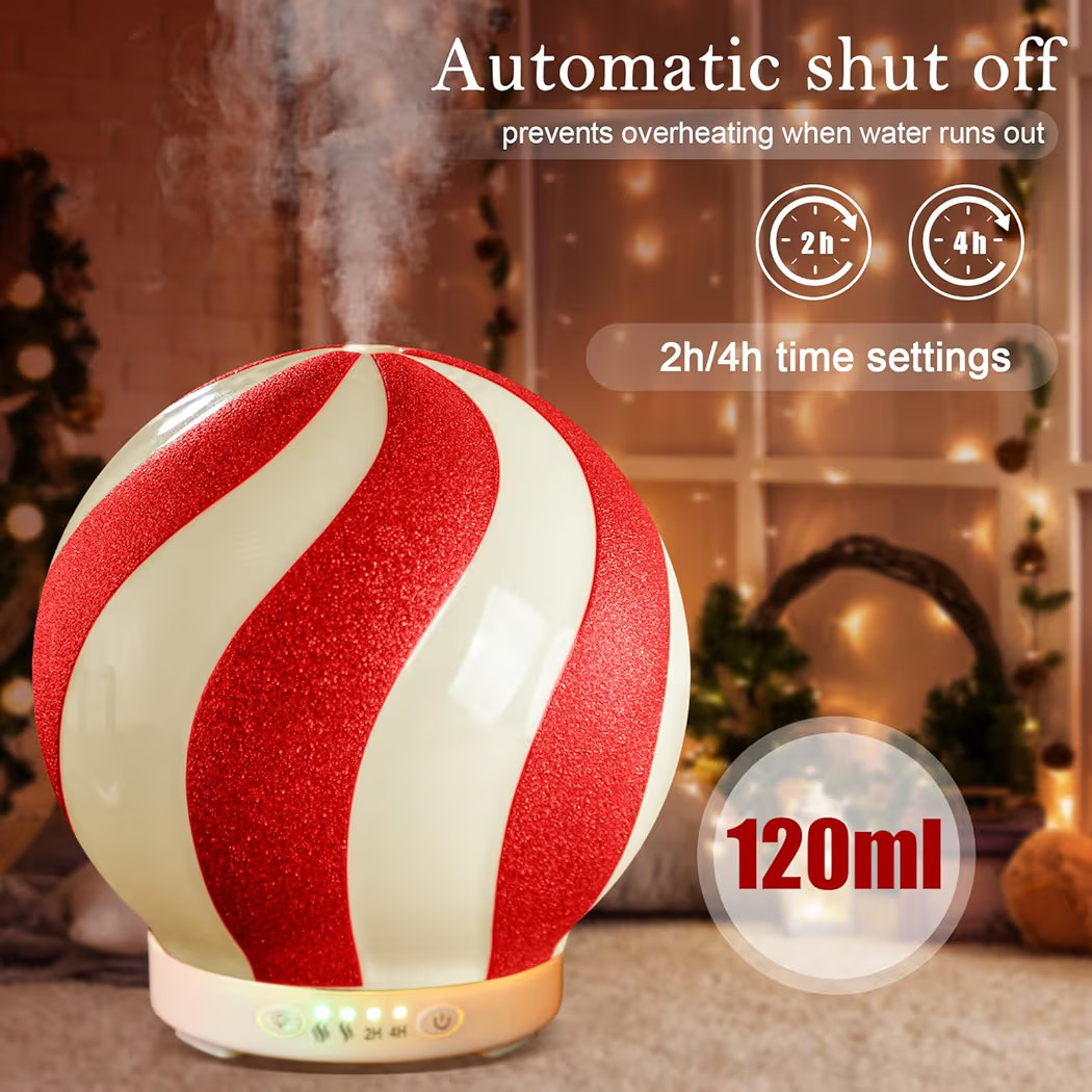 Christmas Essential Oil Diffuser Gift, 120ml Cute Ceramic Candy Cane Aromatherapy Humidifier, Hol... | Amazon (US)