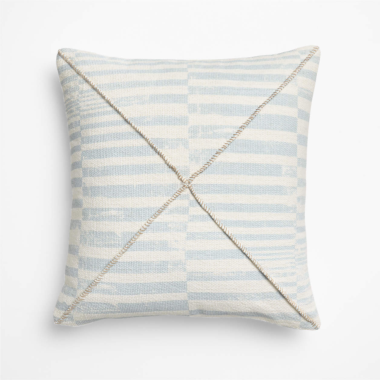 Clare Mudcloth Stripe 20"x20" Pale Blue Throw Pillow Cover | Crate & Barrel | Crate & Barrel