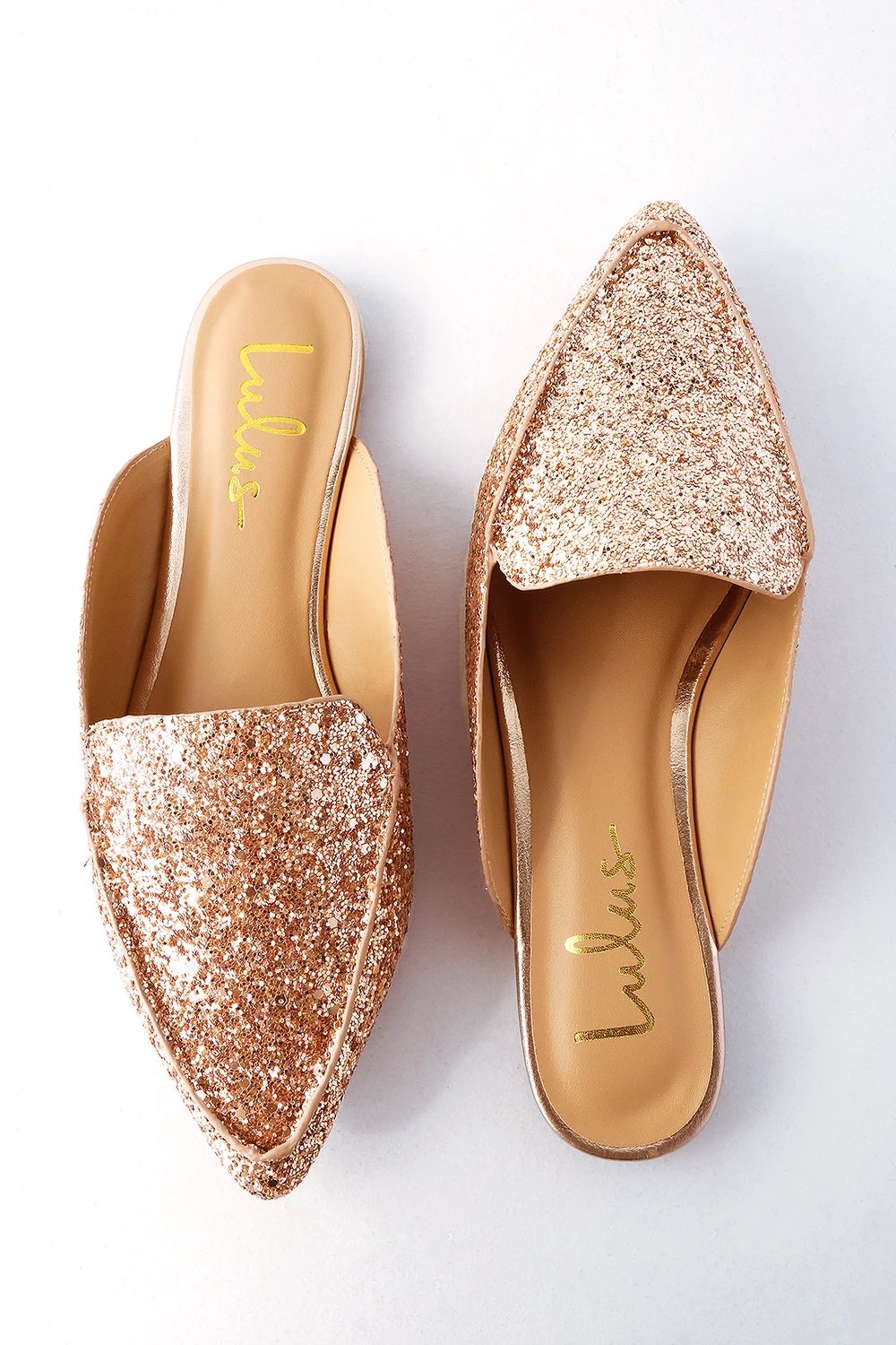 Joelle Rose Gold Glitter Loafer Slides | Lulus