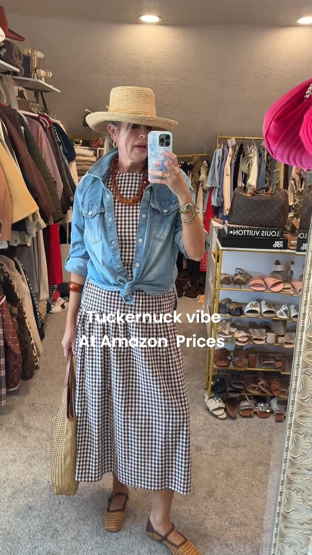 The gingham skirt set 
That really surprised me with the fit and quality 
And it’s so affordable

Cropped tank top and flattering  flat front pleated skirt with pockets ..

Tuckernuck vibe at Amazon prices 
Fits tts I am wear ing a med 

Straw hat by gig pip (old) linked similar

-Denim button up skirt 
-tortoiseshell chunky necklace
Affordable and so chic
- cane and leather  Mary Jane’s shoes 
-cane and leather tote by Eric Jervis
- acrylic bangle affordable

#LTKootd #LTKgrwm #LTKOver40
