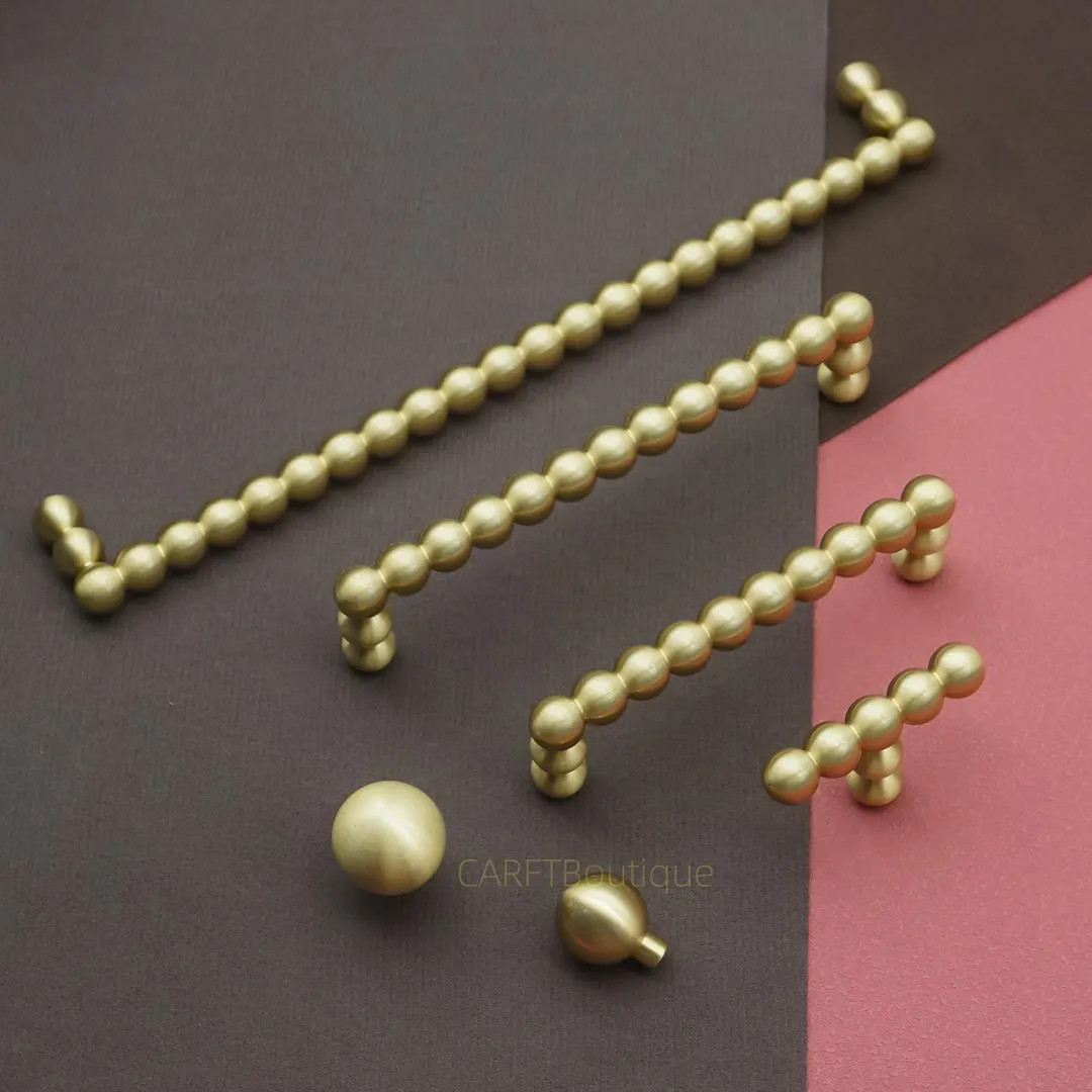 Beaded Drawer knobs and Pulls , Solid Brass Cabinet handles, Unique  Wardrobe door Pull | Etsy (US)