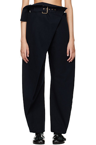 JW Anderson - Navy Fold Over Denim Trousers | SSENSE