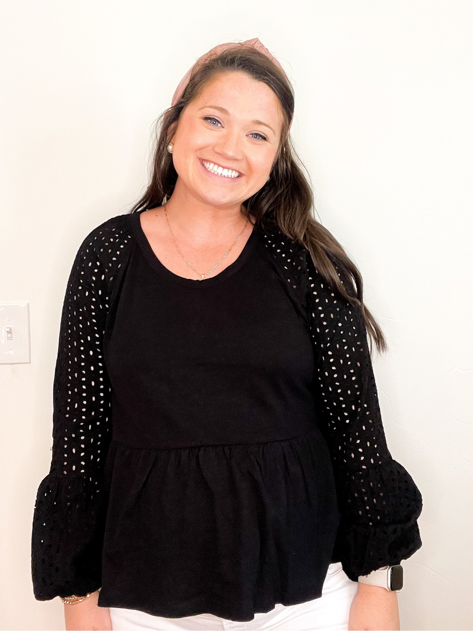 Black top. Work outfit. Work top. Eyelet top. Walmart. Classic style 

#LTKunder50 #LTKstyletip #LTKworkwear