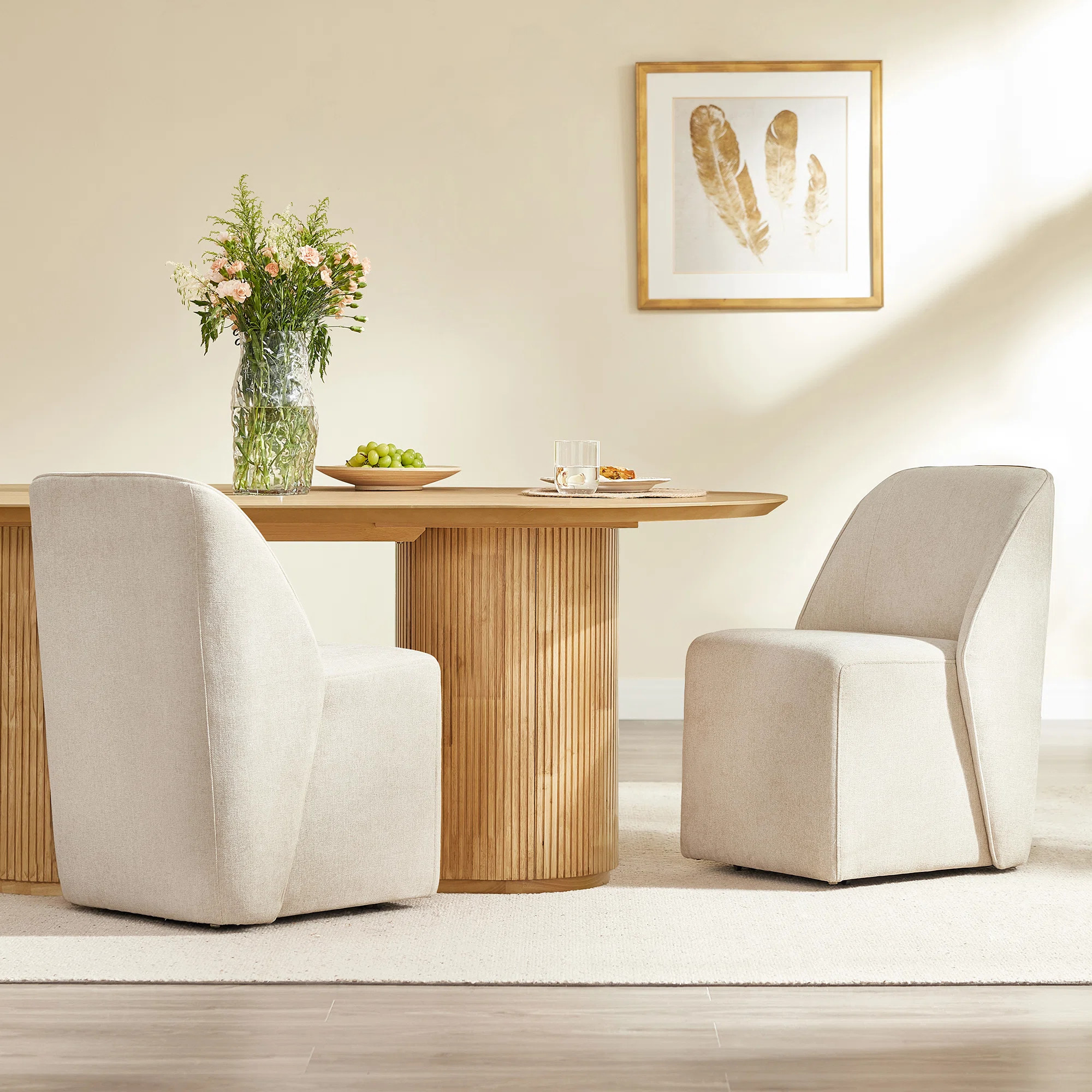 Fully Upholstered Dining Chair with Casters (Set of 2) | Wayfair North America