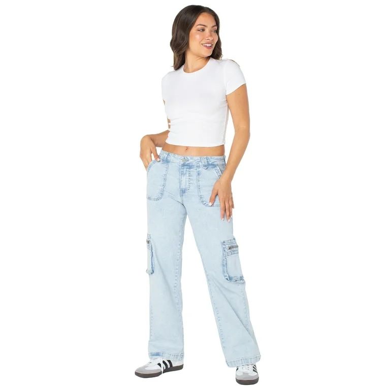 Celebrity Pink Juniors and Juniors Plus Mid Rise Wide Leg Cargo Pant Sizes 1-24W | Walmart (US)