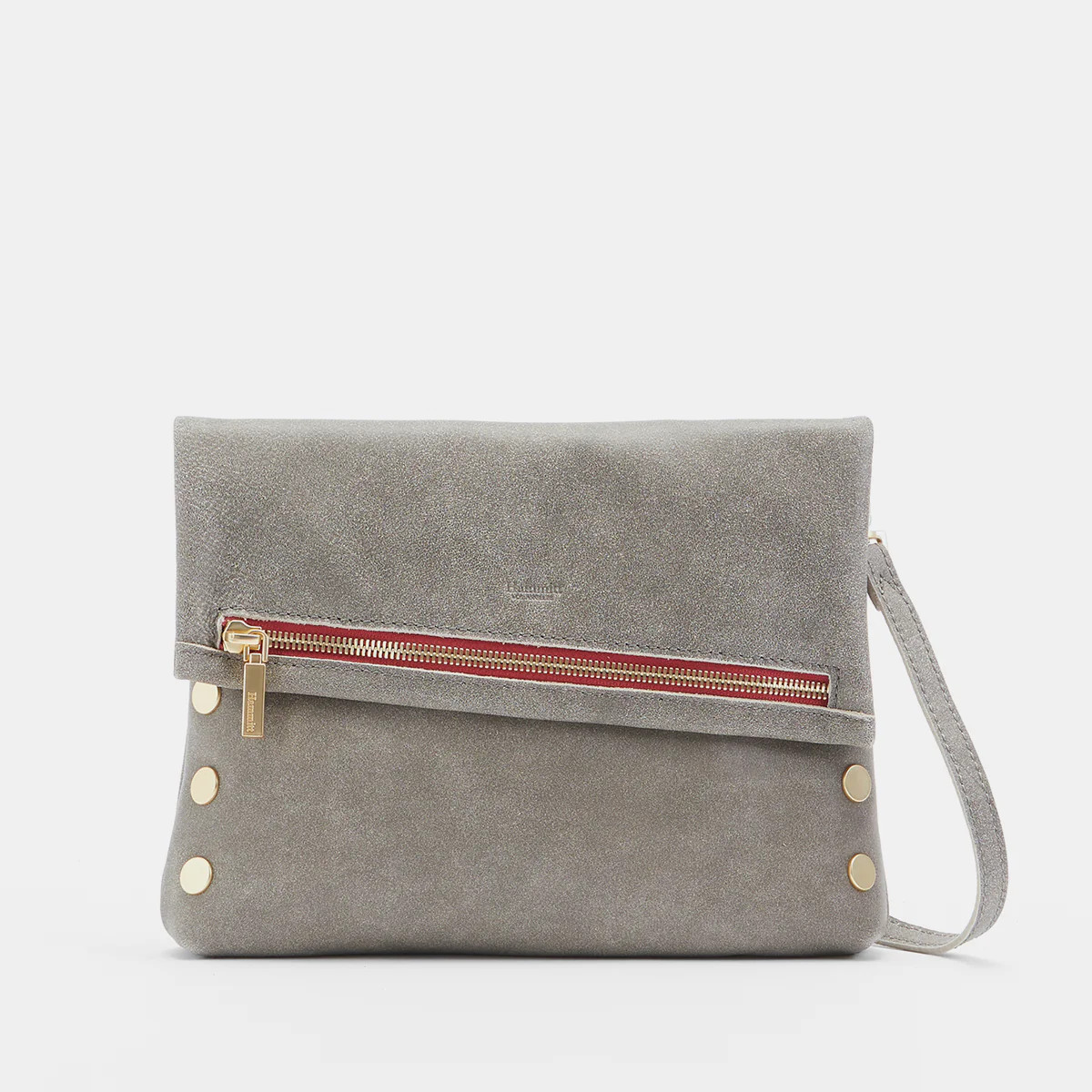 VIP Pewter/Gold | Red-Zippered Leather Crossbody Clutch | Hammitt | Hammitt (US)