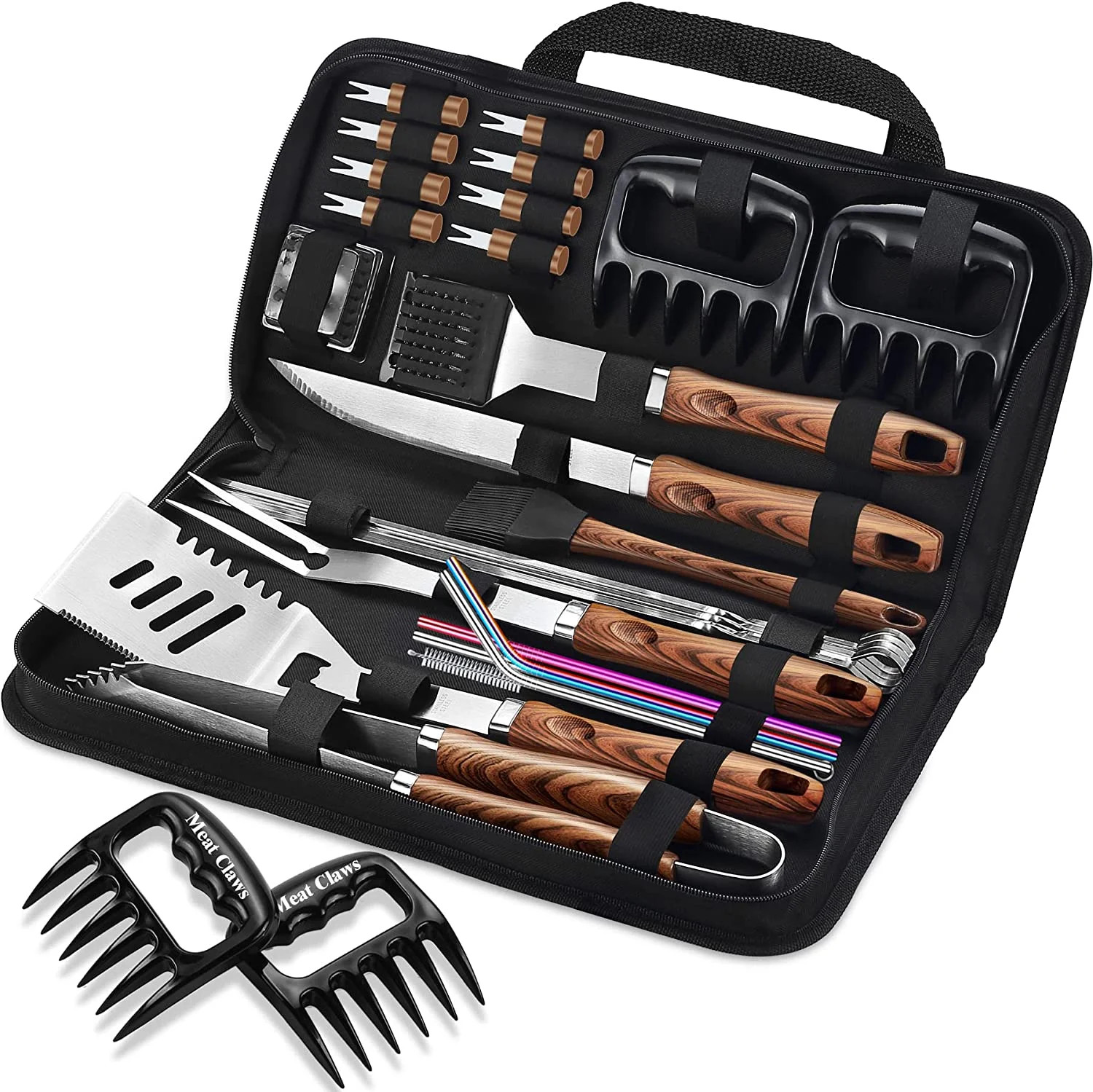 27pcs Heavy Duty BBQ Tools Gift Set for Men Dad, Extra Thick Stainless Steel Grill Utensils with ... | Walmart (US)