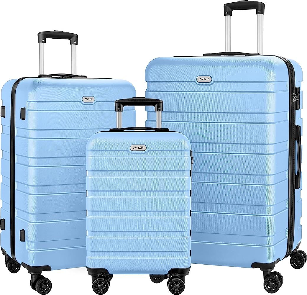AnyZip Luggage Sets 3 Piece PC ABS Hardside Lightweight Suitcase with 4 Universal Wheels TSA Lock Ca | Amazon (US)