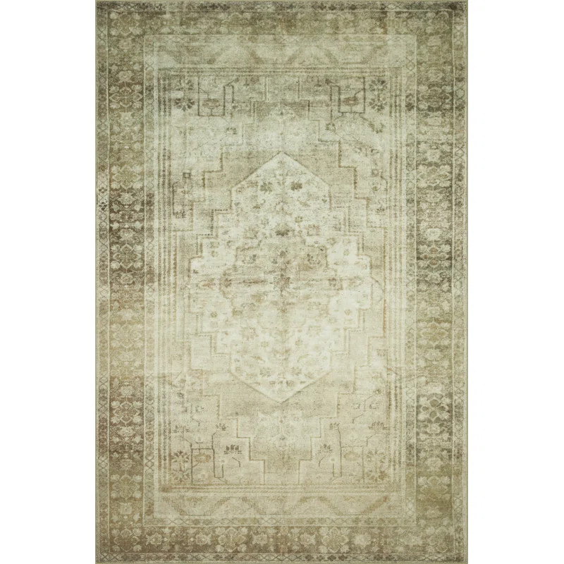 Magnolia Home By Joanna Gaines X Loloi Banks Machine Washable Natural / Granite Area Rug | Wayfair North America