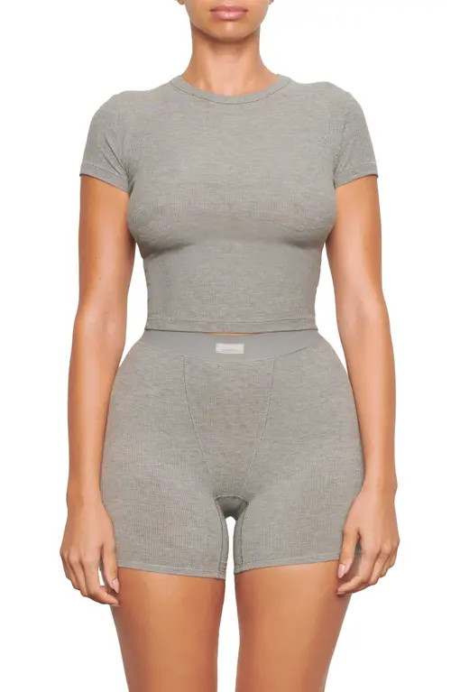 SKIMS Soft Lounge Baby Tee in Heather Grey at Nordstrom, Size 4 X | Nordstrom
