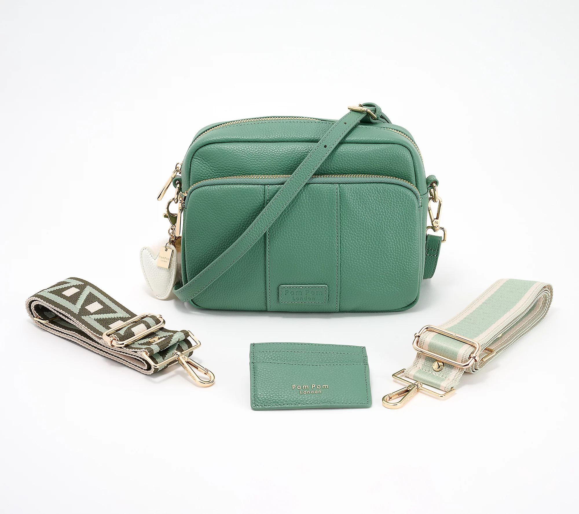 Pom Pom London Original Plus Leather Crossbody w/ Accessories | QVC