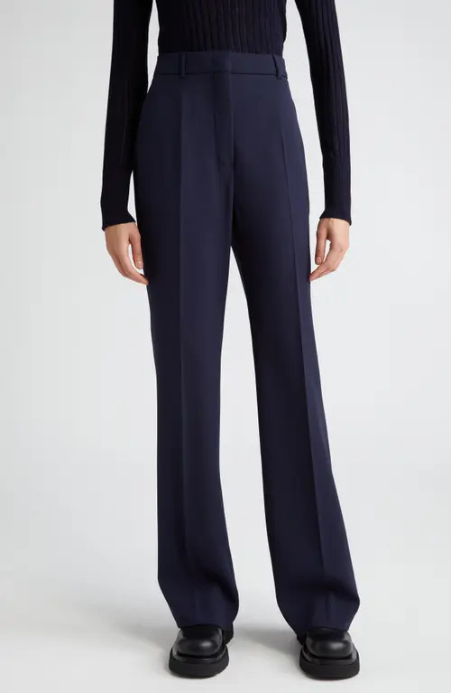 Max Mara Studio Agami Virgin Wool Pants in Navy at Nordstrom, Size 8 | Nordstrom