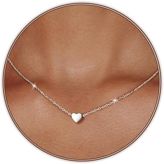 Airmb Cute Heart Necklace for Women Gold/Silver Plated Heart Pendant Choker Necklaces Tendy Love Heart Chain Necklace Dainty Gold/Silver Necklace Jewelry Gifts for Women | Amazon (US)