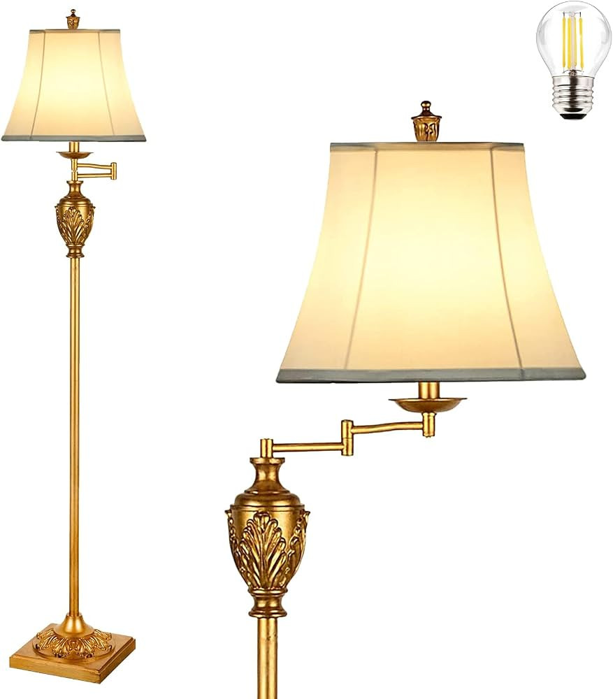 AIDENOEY Traditional LED Floor Lamp with 350\u00b0 Adjustable \u2013 Vintage Pole lamp Swing arm ... | Amazon (US)
