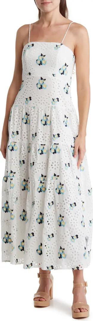 Floral Eyelet Cotton Midi Dress | Nordstrom Rack