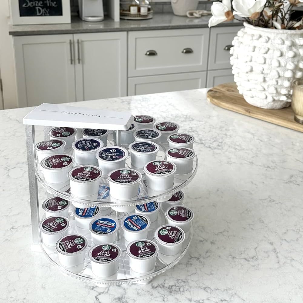 K Cup Holder, BrewSpin 36 Coffee Pods Holder, K Pod Capsule Storage, 360° Double-Layer Rotation ... | Amazon (US)