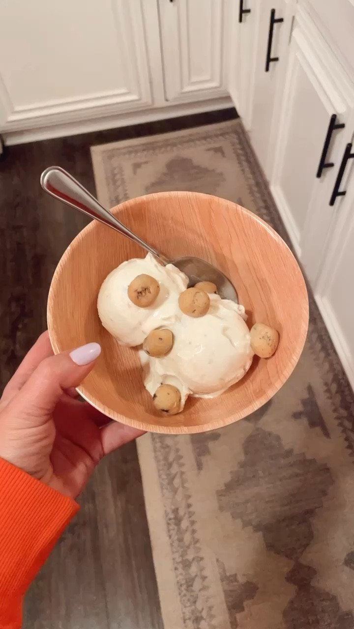 My favorite ninja creami recipe:
Chocolate Chip Protein Cookie Dough
1 Fairlife Shake
1 tbs. Cheesecake pudding mix
1 tsp. Cream cheese
Cookie dough (mix in one cookie)
Roll another raw dough into small balls and top with chocolate chips for added flavor!🤤

Recipes 
Ninja Creami
Cookie Dough
Home Edit
Kitchen favorites
Spring time
Protein
Nails
Lilac 
Spring vibe 


#LTKhome #LTKfitness #LTKsalealert