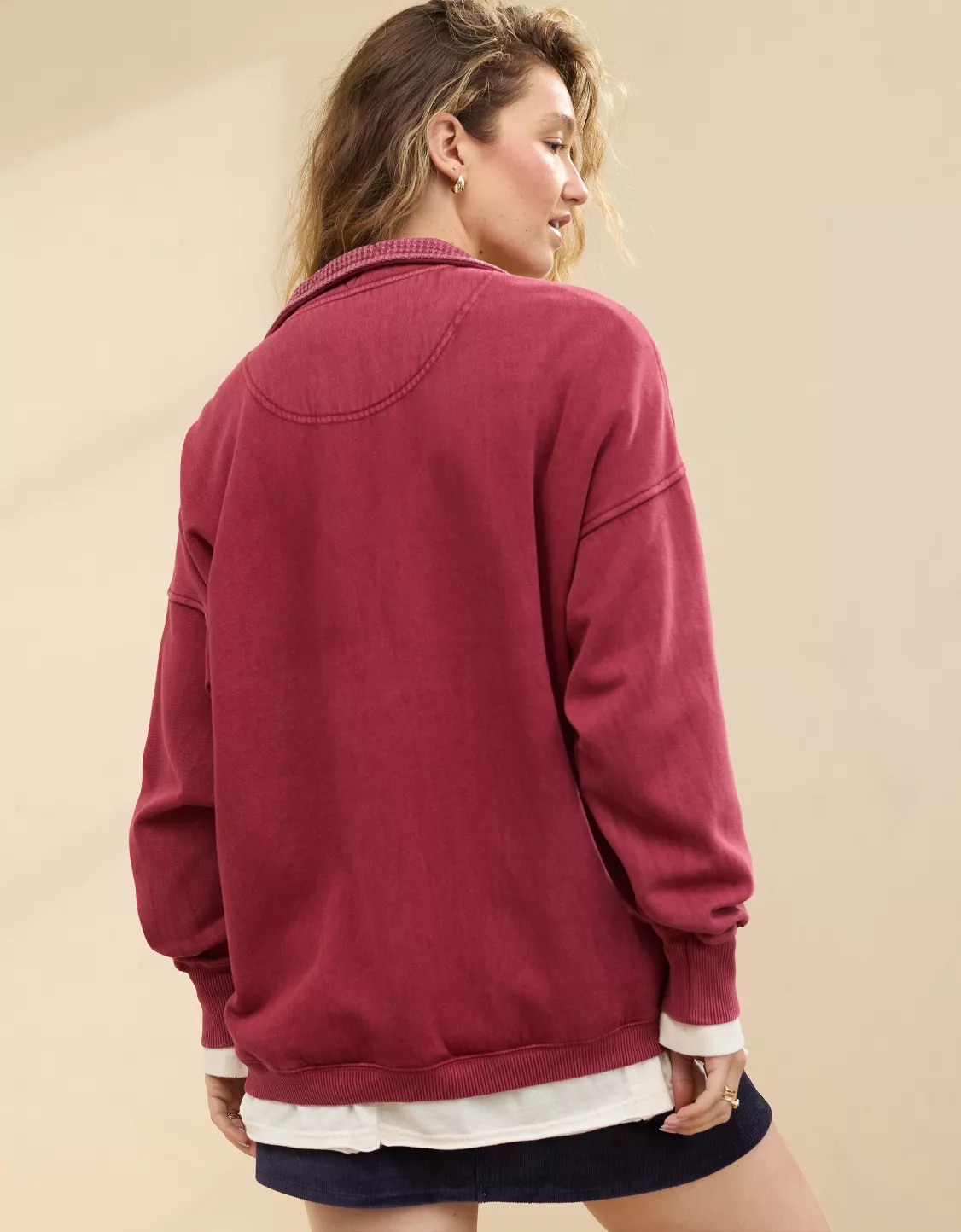 Aerie Getaway Quarter Snap Sweatshirt | American Eagle Outfitters (US & CA)