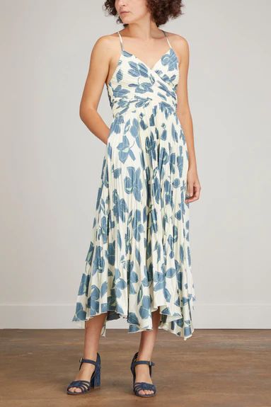 Portia Collage Floral Print Sleeveless Wrap Midi Dress in Ivory Print | Hampden Clothing