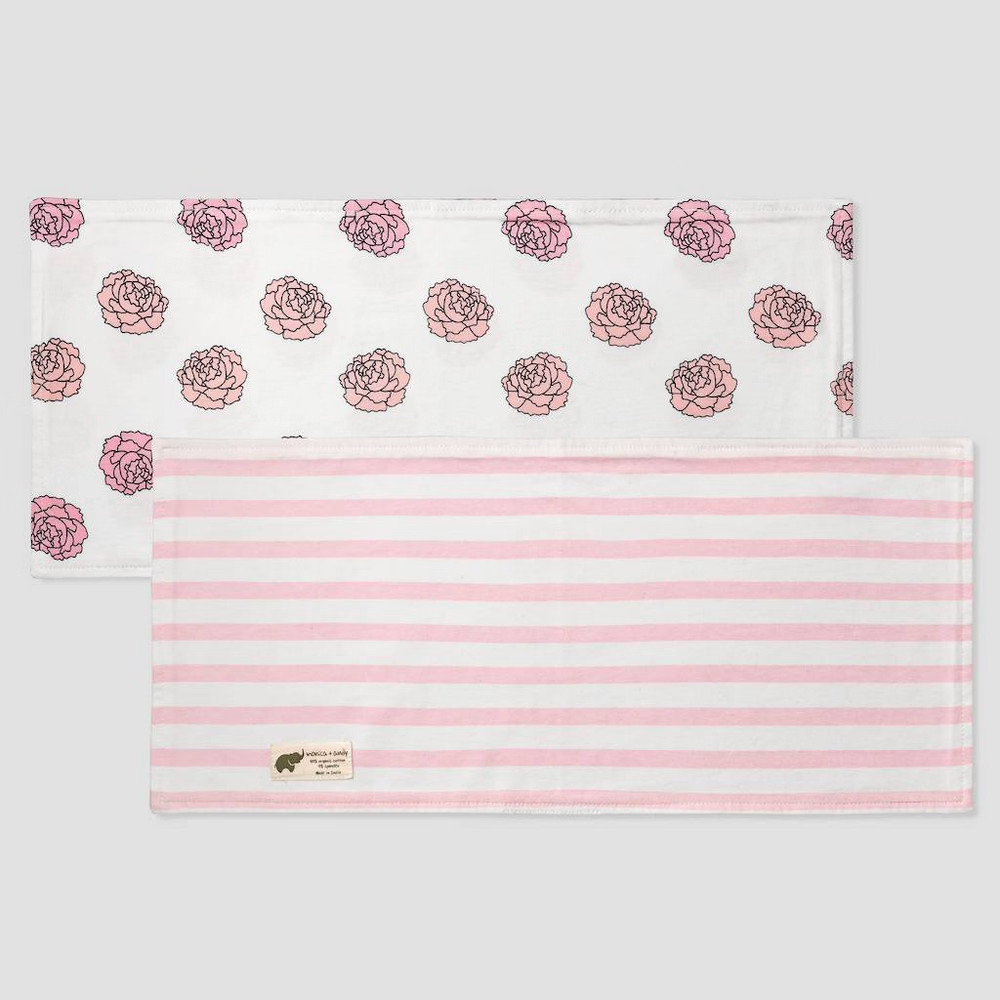 Layette by Monica + Andy Baby Girls' 2pk Organic Cotton Floral and Striped Burp Cloth Set - Pink | Target