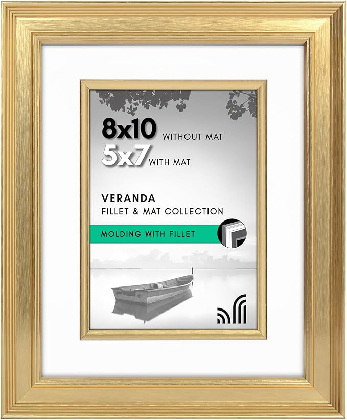 Americanflat 8x10 Picture Frame with Decorative Inner Mat Accent - Displays 5x7 Photos with Mat o... | Amazon (US)