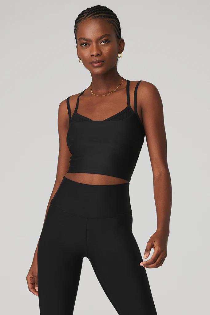 Airlift Double Check Bra Tank - Black | Alo Yoga (US)