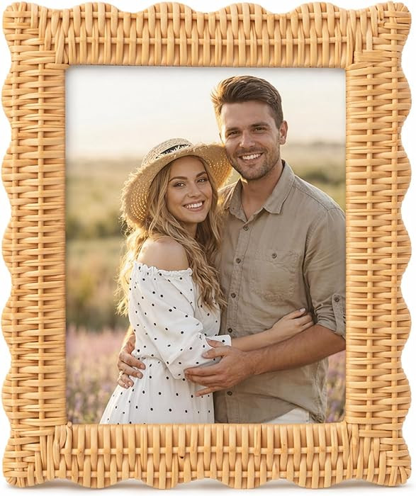 Fiwochic Rattan Photo Frame 8 x 10 Wicker Weave Boho Picture Frame Rattan Wall Decor Tabletop Dis... | Amazon (US)