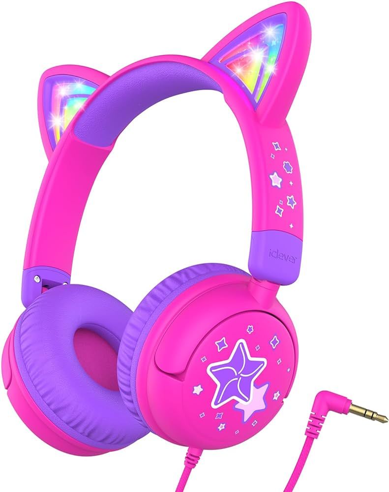 iClever Kids Headphones Cat Ear, LED Light Up, 85dBA Safe Volume, Stereo Sound Toddler Headphones... | Amazon (US)