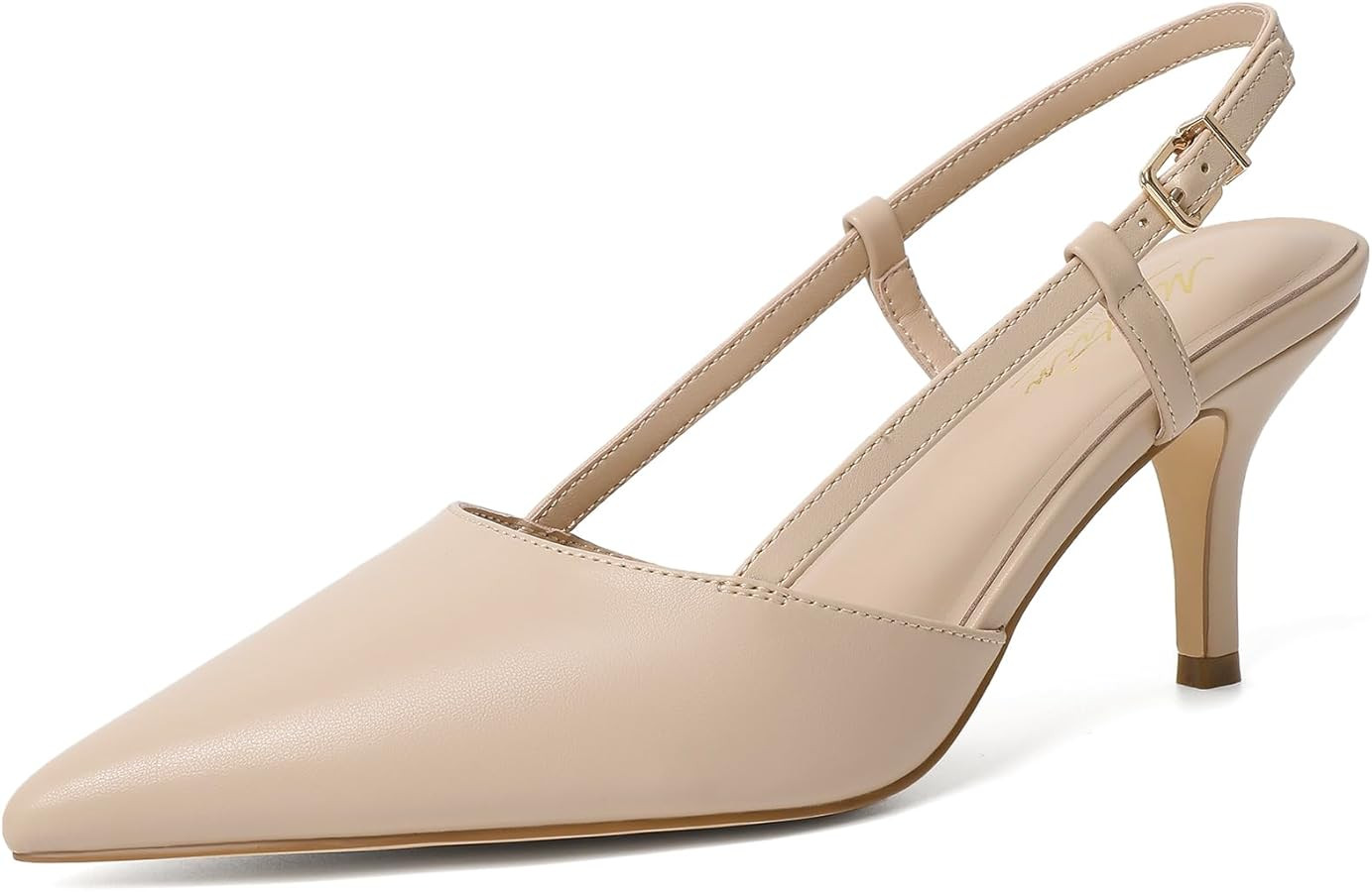 Mostrin Kitten Heels for Women Pointed Closed Toe Stilettos Slingback Low Heel Bow Pumps Dress Sh... | Amazon (US)