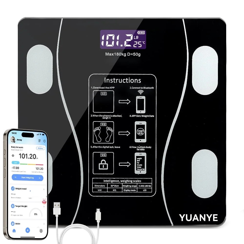 Smart Digital Scale for Body Weight and Fat, Rechargeable Bathroom Weight Scale with 13 Body Comp... | Walmart (US)