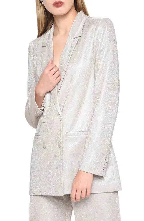 WAYF Dream Metallic Double Breasted Blazer in Silver at Nordstrom, Size Small | Nordstrom