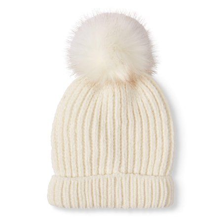 Time and Tru Ladies Chenille Beanie With Faux Fur Pom Pom | Walmart (US)