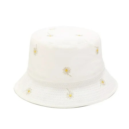 SANWOOD Bucket Hat White,Bucket Hat Flower Printed Foldable Solid Color Women Fisherman Hat for Outd | Walmart (US)