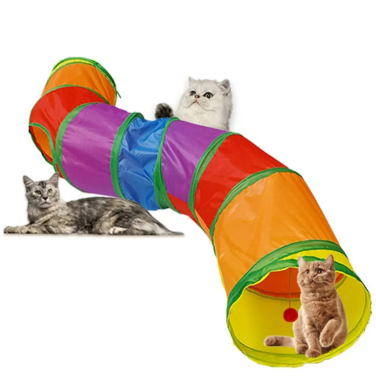 Mingwear Cat Tunnel Cat Toy For Indoor Cat Interactive Pet Toy Play Foldable S Shape Tunnel Rainb... | Walmart (US)