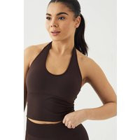 DSGN Studio Women's Sport Ultra Contour Seamless Padded Halter Top in Coffee Bean | Size: Small | Knitted | boohoo (US & Canada)