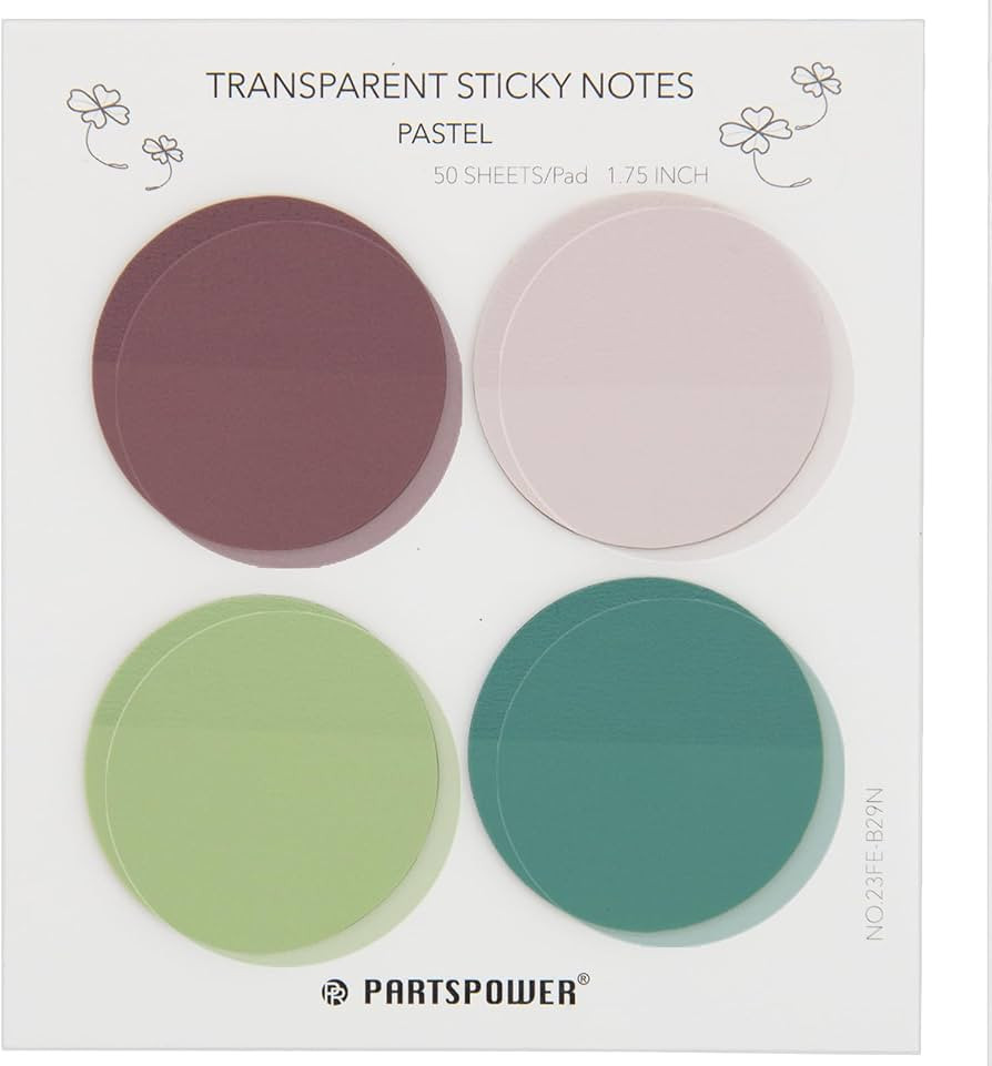 PARTSPOWER Transparent Sticky Notes Page Tabs, 4 Counts 200 Sheets 1.75 Inch Diameter Round, Past... | Amazon (US)