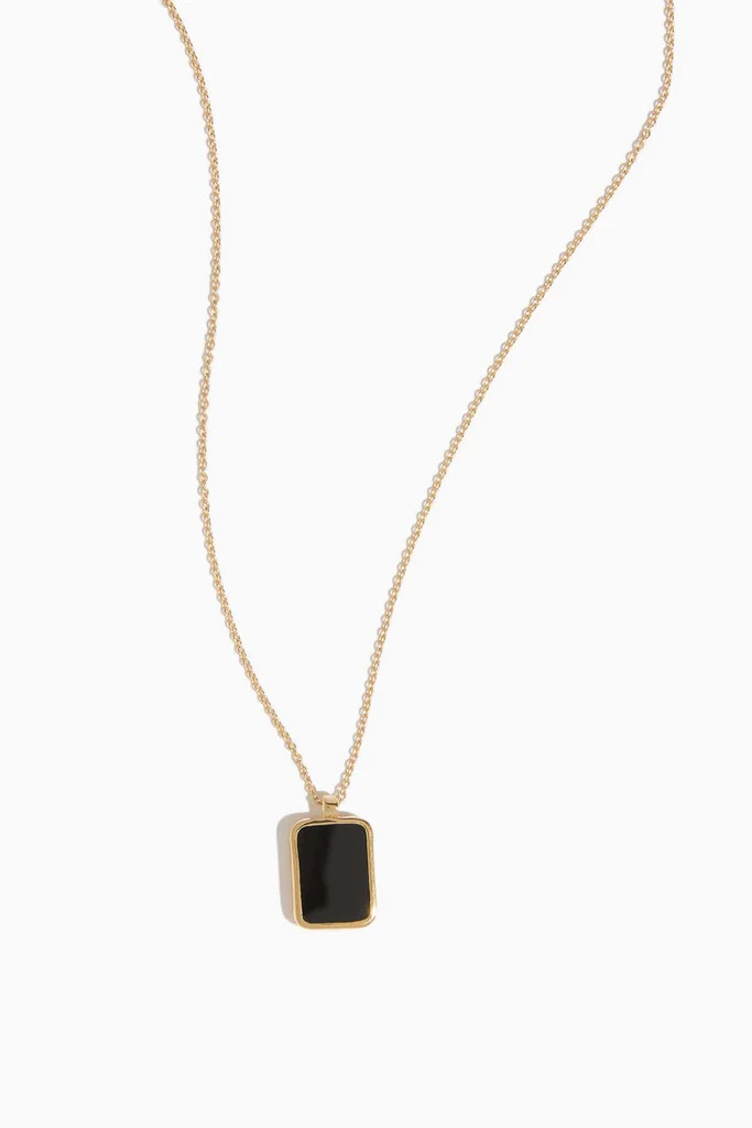 Onyx Tag Pendant Necklace in Gold | Hampden Clothing