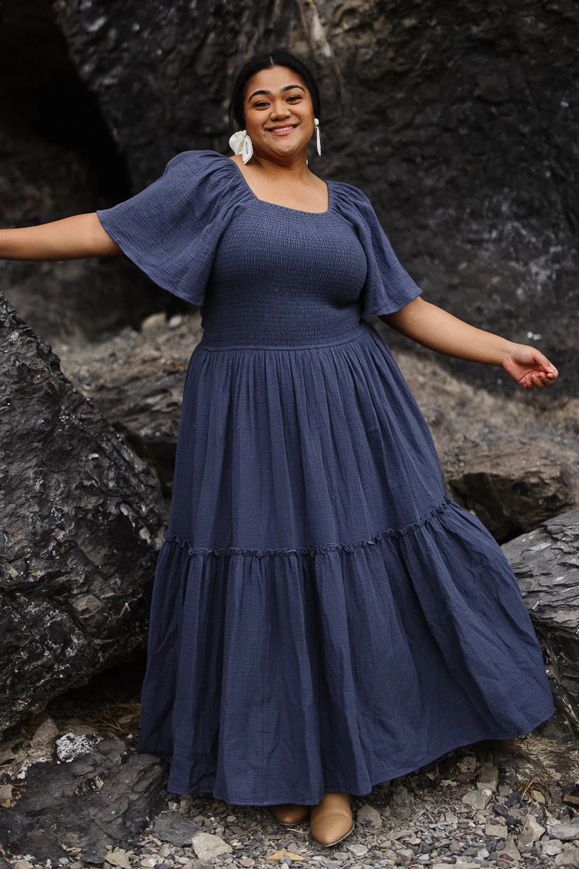 Lennon Maxi Dress in Dusty Blue | Ivy City Co