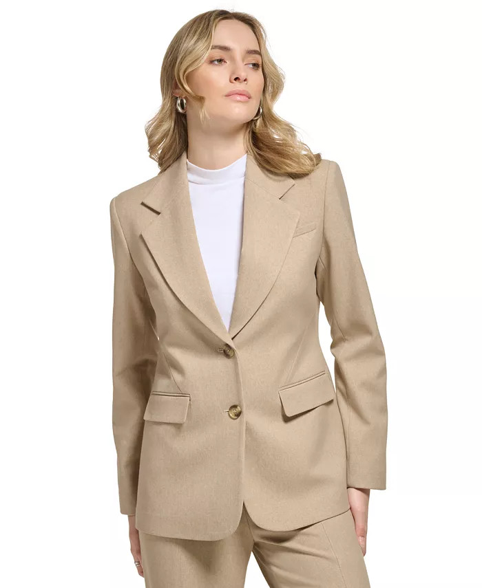 Calvin Klein Women's Notch-Lapel Two-Button Blazer & Reviews - Jackets & Blazers - Women - Macy's | Macys (US)