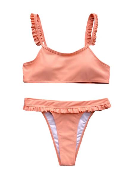 'Tin' Frill Strap High Waist Bikini | Goodnight Macaroon