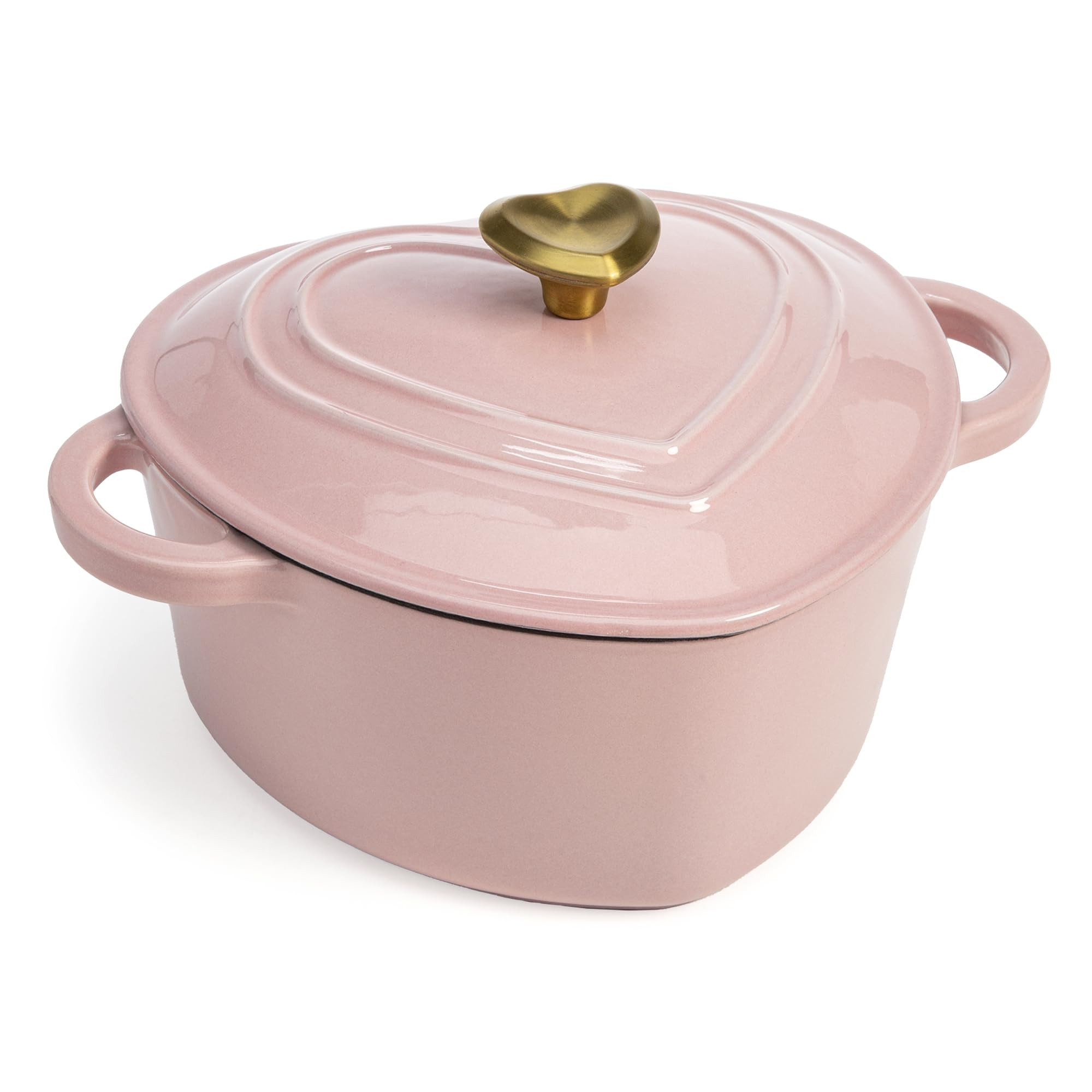 Paris Hilton Enameled Cast Iron Dutch Oven Heart-Shaped Pot with Lid, Dual Handles, Works on All ... | Amazon (US)