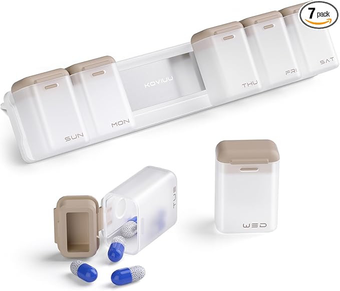 Weekly Pill Organizer Magnetic, Removable Pill Box 7 Day 1 Time a Day, Large Pill Case Travel, We... | Amazon (US)