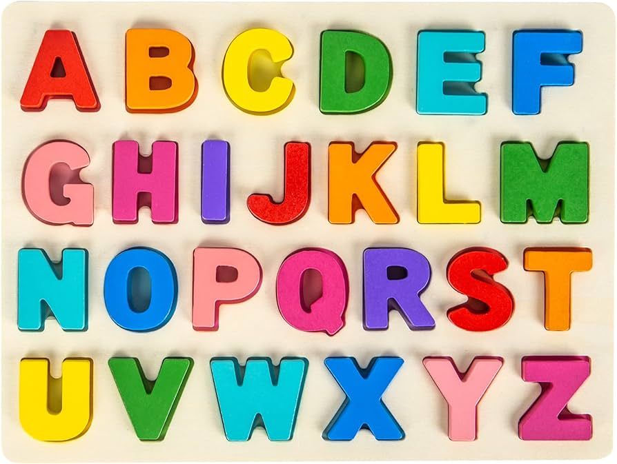 Alphabet Puzzle Wooden Puzzles for Toddlers 1 2 3 4 5 Year Old, ABC Puzzle Shape Alphabet Learnin... | Amazon (US)