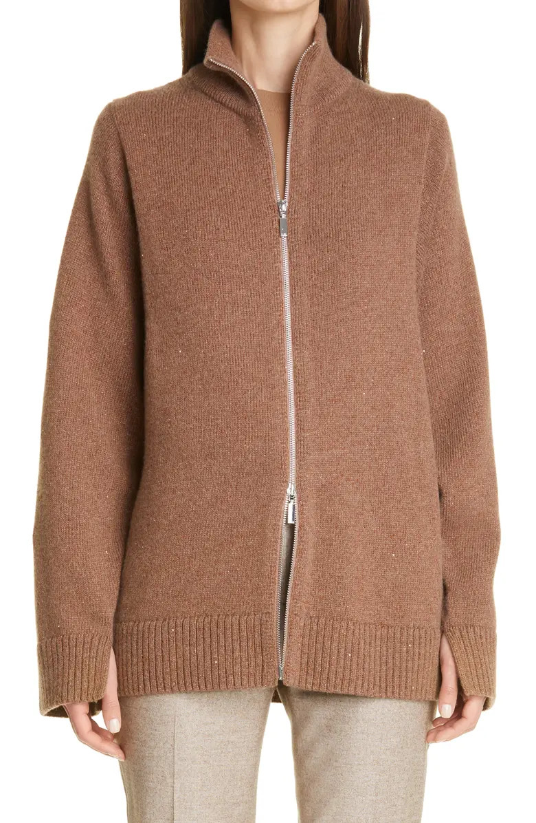Sequin Zip Cashmere & Silk Cardigan | Nordstrom | Nordstrom