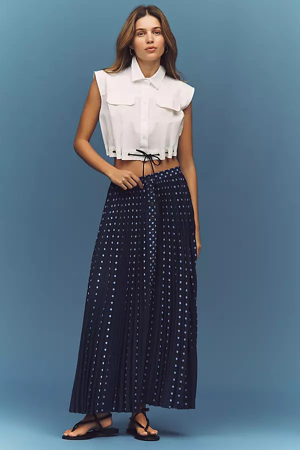 Pleated Button-Front Maxi Skirt | Anthropologie (US)