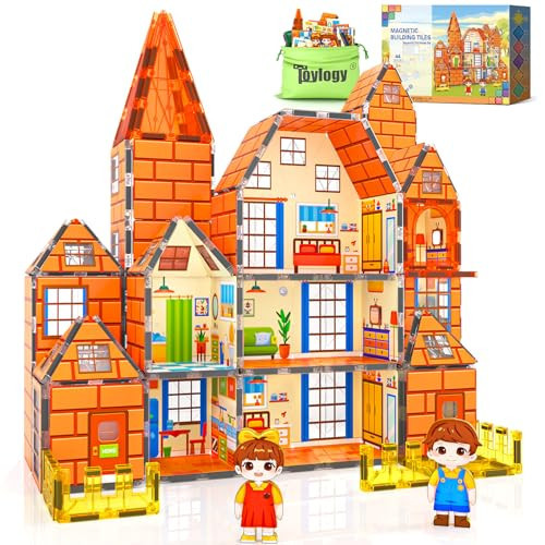 Magnetic Tiles-Doll House with Magnets for Kids Playhouse Tiles Edition Double Sided, Kids Toys Magnetic Blocks for Boys Girls Age 3-4 4-5 6-8, Stem Sensory Toy for Classroom Must Haves Building Toys | Amazon (US)