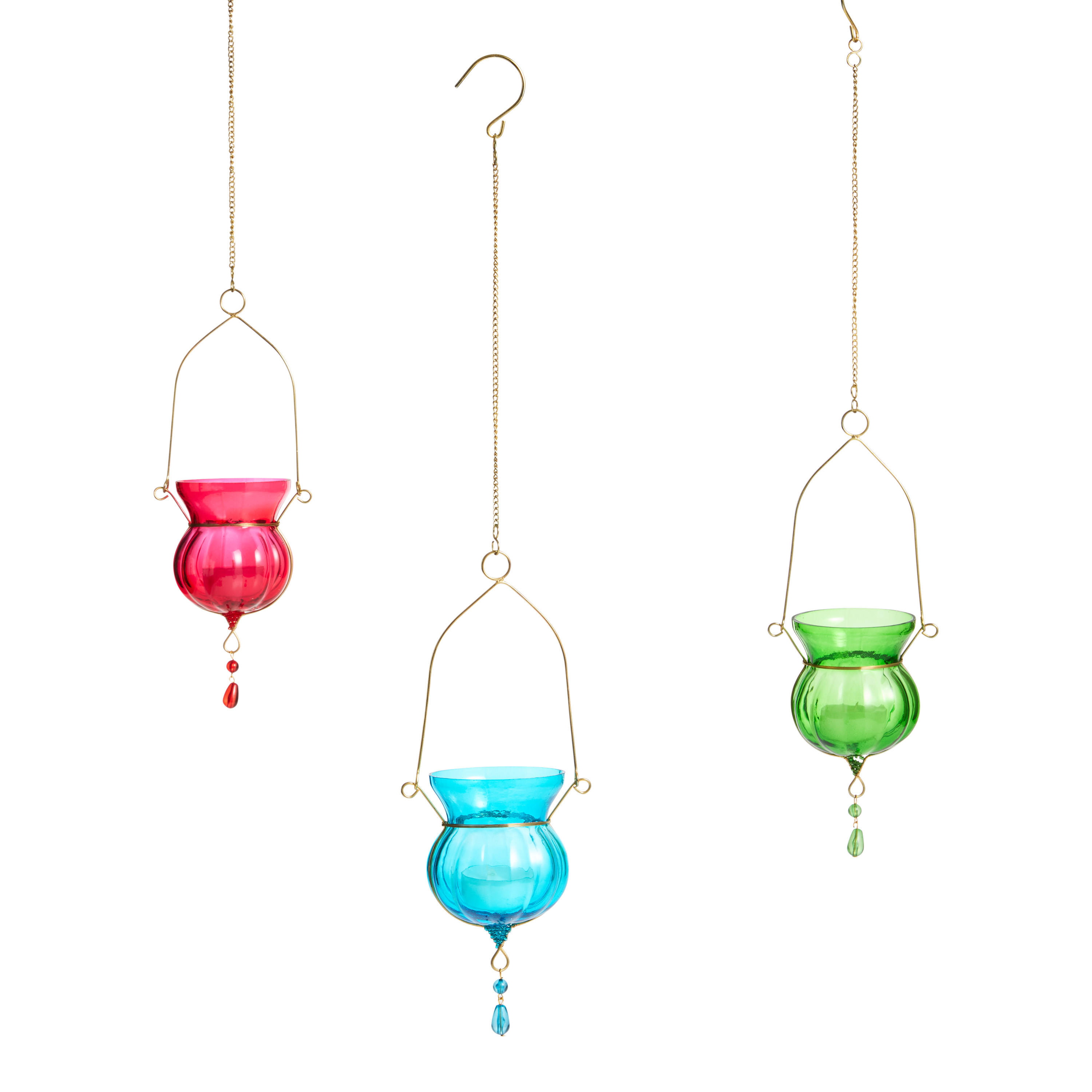 Yasmine Hanging Lantern Tealight Candle Holder Set of 3 | World Market