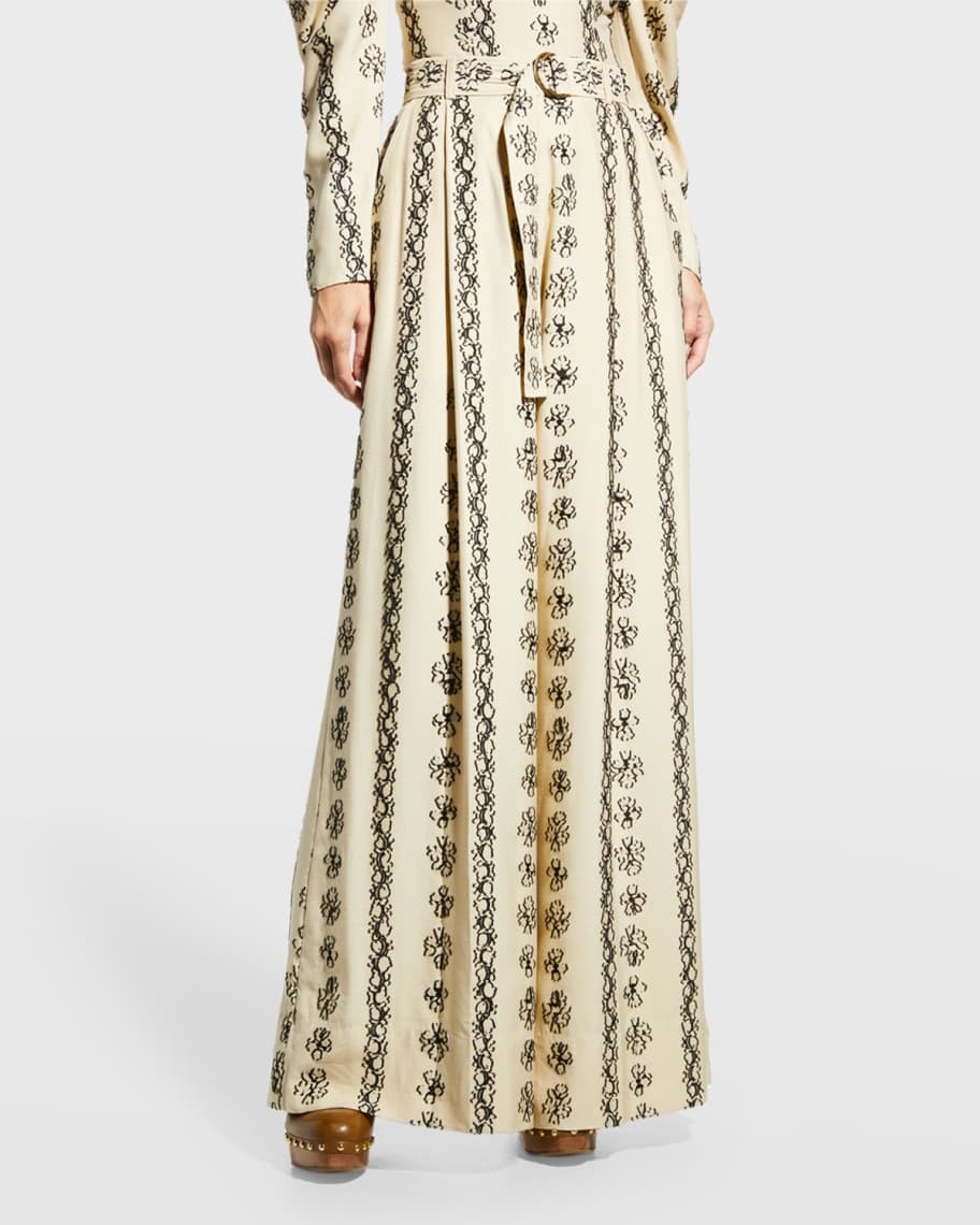 Ulla Johnson Lydia Belted Wide-Leg Embroidered Pants | Neiman Marcus